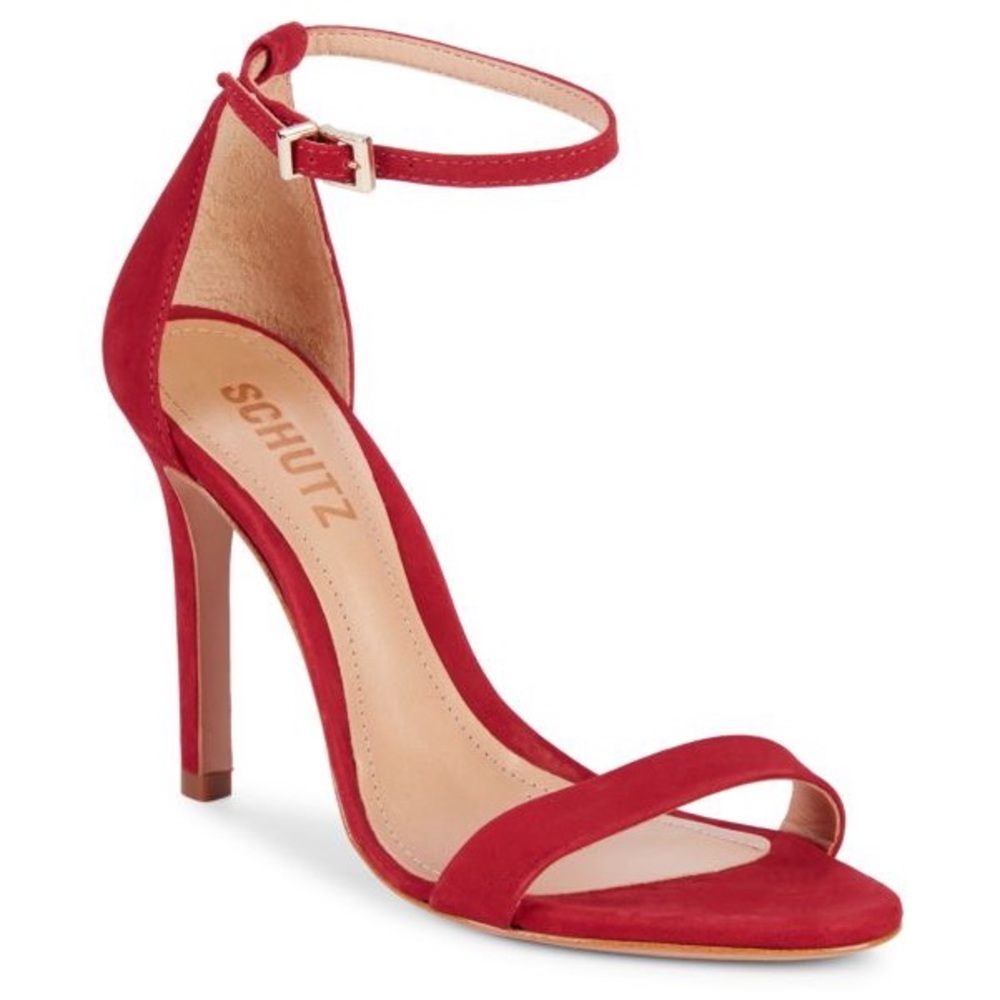 Schutz Red Cadey Lee Sandals - Open Toe Stiletto Heels- Size 7
